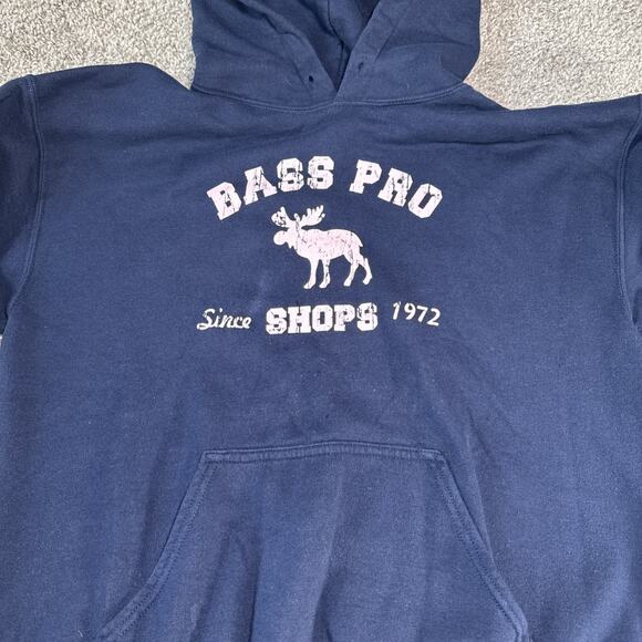 Bass Pro Shops Pullover Hoodie Oversized Sweatshirt Size Medium Navy Blue Hooded - Picture 2 of 7
